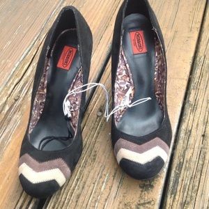 Missoni For Target Chevron Pumps Heels Sz 7 Brown Black Tan Womens Shoes NEW